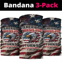 America Turns 250 Happy 50th Birthday Neck Gaiter Patriotic Eagle US Flag Distressed Splatter
