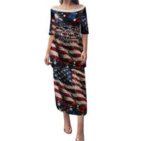America Turns 250 Happy 50th Birthday Puletasi Patriotic Eagle US Flag Distressed Splatter