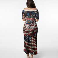 America Turns 250 Happy 50th Birthday Puletasi Patriotic Eagle US Flag Distressed Splatter