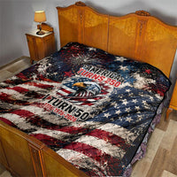 America Turns 250 Happy 50th Birthday Quilt Patriotic Eagle US Flag Distressed Splatter