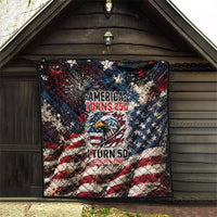 America Turns 250 Happy 50th Birthday Quilt Patriotic Eagle US Flag Distressed Splatter