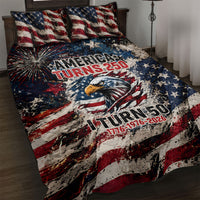 America Turns 250 Happy 50th Birthday Quilt Bed Set Patriotic Eagle US Flag Distressed Splatter