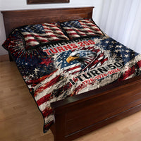 America Turns 250 Happy 50th Birthday Quilt Bed Set Patriotic Eagle US Flag Distressed Splatter