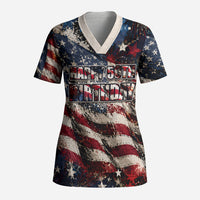 America Turns 250 Happy 50th Birthday Scrub Top Patriotic Eagle US Flag Distressed Splatter