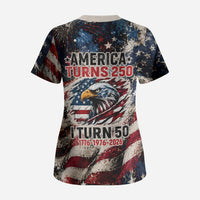 America Turns 250 Happy 50th Birthday Scrub Top Patriotic Eagle US Flag Distressed Splatter