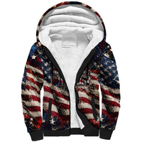 America Turns 250 Happy 50th Birthday Sherpa Hoodie Patriotic Eagle US Flag Distressed Splatter