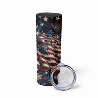 America Turns 250 Happy 50th Birthday Skinny Tumbler Patriotic Eagle US Flag Distressed Splatter