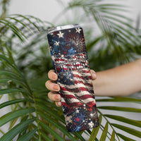 America Turns 250 Happy 50th Birthday Skinny Tumbler Patriotic Eagle US Flag Distressed Splatter