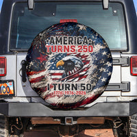 America Turns 250 Happy 50th Birthday Spare Tire Cover Patriotic Eagle US Flag Distressed Splatter