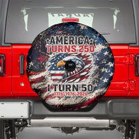 America Turns 250 Happy 50th Birthday Spare Tire Cover Patriotic Eagle US Flag Distressed Splatter