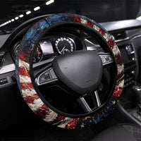 America Turns 250 Happy 50th Birthday Steering Wheel Cover Patriotic Eagle US Flag Distressed Splatter