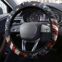 America Turns 250 Happy 50th Birthday Steering Wheel Cover Patriotic Eagle US Flag Distressed Splatter