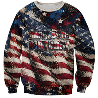 America Turns 250 Happy 50th Birthday Sweatshirt Patriotic Eagle US Flag Distressed Splatter
