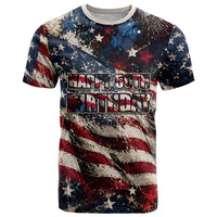 America Turns 250 Happy 50th Birthday T Shirt Patriotic Eagle US Flag Distressed Splatter