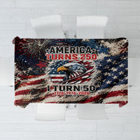 America Turns 250 Happy 50th Birthday Tablecloth Patriotic Eagle US Flag Distressed Splatter