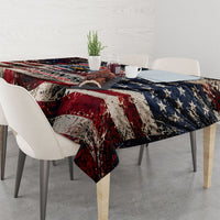America Turns 250 Happy 50th Birthday Tablecloth Patriotic Eagle US Flag Distressed Splatter