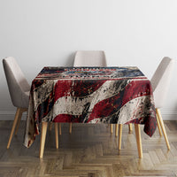 America Turns 250 Happy 50th Birthday Tablecloth Patriotic Eagle US Flag Distressed Splatter