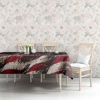 America Turns 250 Happy 50th Birthday Tablecloth Patriotic Eagle US Flag Distressed Splatter