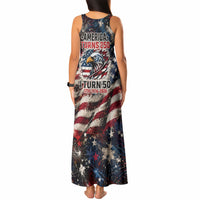 America Turns 250 Happy 50th Birthday Tank Maxi Dress Patriotic Eagle US Flag Distressed Splatter