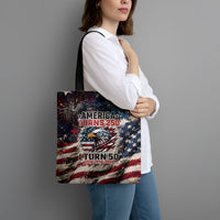 America Turns 250 Happy 50th Birthday Tote Bag Patriotic Eagle US Flag Distressed Splatter