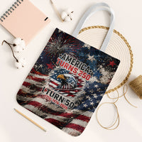 America Turns 250 Happy 50th Birthday Tote Bag Patriotic Eagle US Flag Distressed Splatter