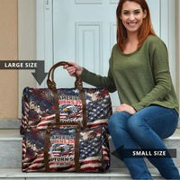 America Turns 250 Happy 50th Birthday Travel Bag Patriotic Eagle US Flag Distressed Splatter