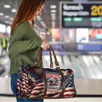 America Turns 250 Happy 50th Birthday Travel Bag Patriotic Eagle US Flag Distressed Splatter