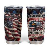 America Turns 250 Happy 50th Birthday Tumbler Cup Patriotic Eagle US Flag Distressed Splatter