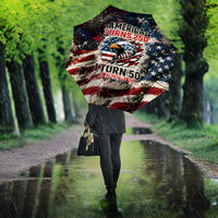 America Turns 250 Happy 50th Birthday Umbrella Patriotic Eagle US Flag Distressed Splatter