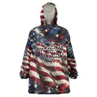 America Turns 250 Happy 50th Birthday Wearable Blanket Hoodie Patriotic Eagle US Flag Distressed Splatter