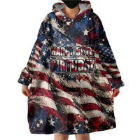 America Turns 250 Happy 50th Birthday Wearable Blanket Hoodie Patriotic Eagle US Flag Distressed Splatter
