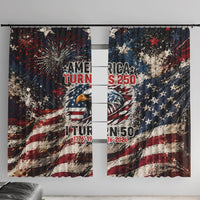 America Turns 250 Happy 50th Birthday Window Curtain Patriotic Eagle US Flag Distressed Splatter