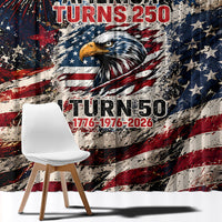 America Turns 250 Happy 50th Birthday Window Curtain Patriotic Eagle US Flag Distressed Splatter