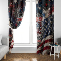 America Turns 250 Happy 50th Birthday Window Curtain Patriotic Eagle US Flag Distressed Splatter
