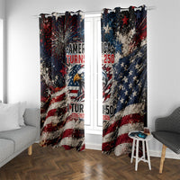 America Turns 250 Happy 50th Birthday Window Curtain Patriotic Eagle US Flag Distressed Splatter