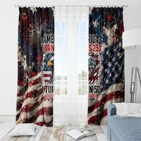 America Turns 250 Happy 50th Birthday Window Curtain Patriotic Eagle US Flag Distressed Splatter