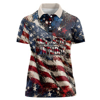 America Turns 250 Happy 50th Birthday Women Polo Shirt Patriotic Eagle US Flag Distressed Splatter