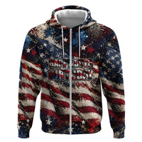 America Turns 250 Happy 50th Birthday Zip Hoodie Patriotic Eagle US Flag Distressed Splatter