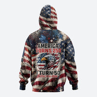 America Turns 250 Happy 50th Birthday Zip Hoodie Patriotic Eagle US Flag Distressed Splatter