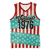 America Vintage 1976 50th Birthday Basketball Jersey Retro Sunset Patriotic