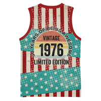 America Vintage 1976 50th Birthday Basketball Jersey Retro Sunset Patriotic