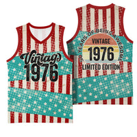 America Vintage 1976 50th Birthday Basketball Jersey Retro Sunset Patriotic
