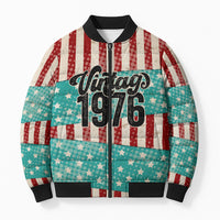 America Vintage 1976 50th Birthday Bomber Puffer Jacket Retro Sunset Patriotic