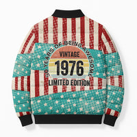 America Vintage 1976 50th Birthday Bomber Puffer Jacket Retro Sunset Patriotic