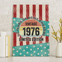 America Vintage 1976 50th Birthday Canvas Wall Art Retro Sunset Patriotic