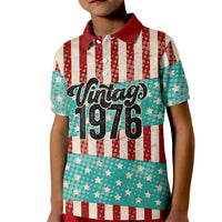 America Vintage 1976 50th Birthday Kid Polo Shirt Retro Sunset Patriotic