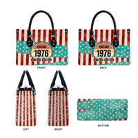 America Vintage 1976 50th Birthday Leather Bag Retro Sunset Patriotic