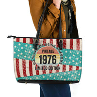 America Vintage 1976 50th Birthday Leather Tote Bag Retro Sunset Patriotic