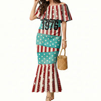 America Vintage 1976 50th Birthday Mermaid Dress Retro Sunset Patriotic