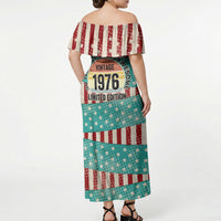 America Vintage 1976 50th Birthday Off Shoulder Maxi Dress Retro Sunset Patriotic